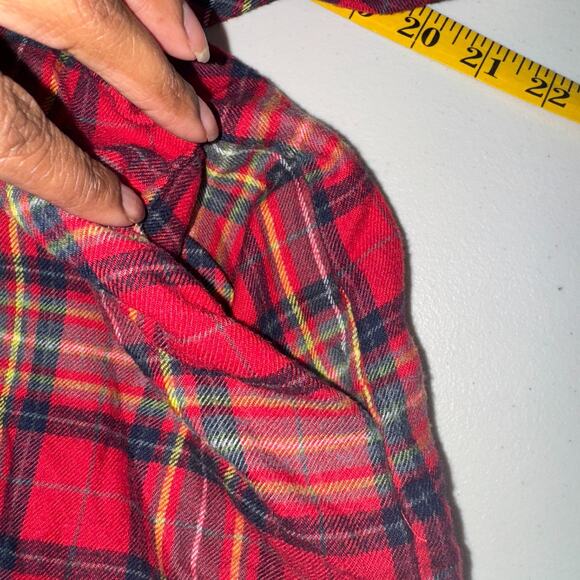Wild Fable Womens M Button Down Shirt Flannel Plaid Hi-low Hem Pockets Holiday - Picture 6 of 11